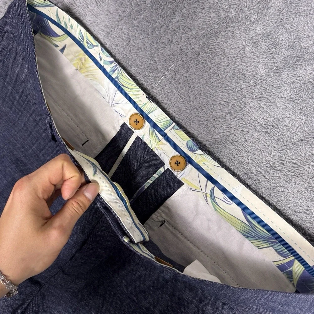 Tommy Bahama Pants Mens 42x26 Linen Herringbone Chino Trouser Suspenders Beach